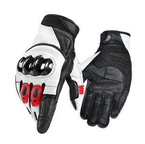 Genuine Leather Unisex Custom Cafe Racer Full Finger Motorcycle Riding <b>Gloves</b> <b>Touch</b> <b>Screen</b> Perforated Distressed Style - Product Image 4