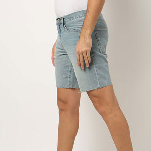 Pantalones Cortos Bermuda de Mezclilla Lavada Azul Claro para Hombre, Cintura Media, Cierre de Botones, Estilo Casual, 100% Algodón Tejido - Product Image 3