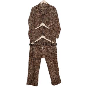 ชุดนอนผ้าฝ้ายแท้ 100% สไตล์โบฮีเมียน ชุด 2 ชิ้น เสื้อและกางเกงสำหรับผู้หญิง วัสดุคุณภาพดีที่สุด - Product Image 1