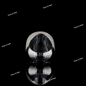 Anillo elegante de plata 925 con halo redondo y diamantes de moissanita de corte brillante, diseño de doble fila con incrustaciones de diamantes, para unisex. - Product Image 3