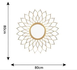 Golden Sunflower Handmade Round Contemporary <b>Metal</b> Wall <b>Mirror</b> by REHMAN CRAFT - Product Image 6