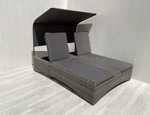 DS00076 Tumbona Moderna de Mimbre Plano Gris de 8 mm con Estructura de Acero, Cojín de Poliéster, Recubrimiento en Polvo, para Exteriores/Patio/Villa - Product Image 6
