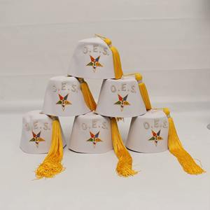 Fez Formal Personalizado con Bordado OES, Borla Dorada, Parte Superior Plana, Ajustable, Único y Tradicional, ORDEN DE LA ESTRELLA DEL OESTE, FEZ OES - Product Image 5