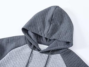 Sweat-shirts à capuche pour hommes, à manches longues, en jacquard à carreaux, avec cordon de serrage, style hipster décontracté, avec poches kangourou - Product Image 4