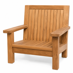 Fauteuil de jardin contemporain en teck massif, robuste, pour hôtel, villa, salon et parc - Product Image 4