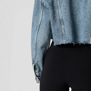 Veste en jean surdimensionnée personnalisée pour femme avec doublure en coton respirante, style décontracté, collection 2026 - Product Image 5