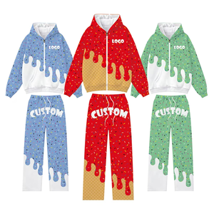 Autumn Joggers Sets Wholesale Men's <b>Polyester</b> <b>Hoodie</b> Jacket Zipper Design Pattern Custom Sublimation Tracksuits - Product Image 6