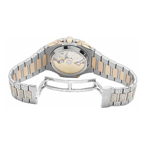Montre à quartz en acier inoxydable style hip-hop avec diamants Moissanite VVS et bracelet de 20 mm en verre traité - Product Image 5