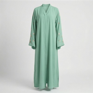 Abaya Modesta al por Mayor para Eid, Kimono Abaya para Niñas, Vestido Musulmán para Mujer, Bordado de Lujo con Flores Elegantes, Color Personalizado, Nueva - Product Image 1