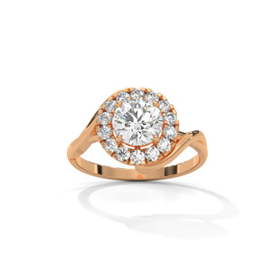 Bague de fiançailles en or rose avec halo de diamants et pierre centrale ovale, bijoux de mariée - Product Image 4