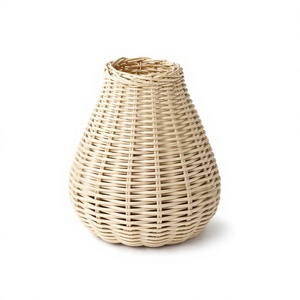 Cesta redonda de ratán, florero artesanal, 6 piezas - Product Image 1