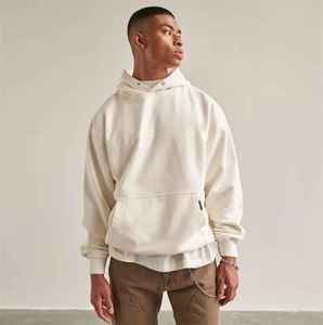 เสื้อฮู้ดดี้ลายพิมพ์ตามสั่งสำหรับผู้ชาย ผ้าฝ้าย 100% ทรงโอเวอร์ไซส์ ดีไซน์ไหล่ตก พร้อมโลโก้ตามสั่ง - Product Image 1