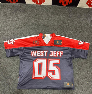 Full Customized Embroidered Mesh American Football Jerseys V Neck Boxy Plus Size Short Sleeve Oversized Mesh Custom Design Shirt - Product Image 1