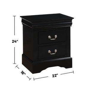 Comodino in Legno con 2 Cassetti Finitura Nera - Product Image 3