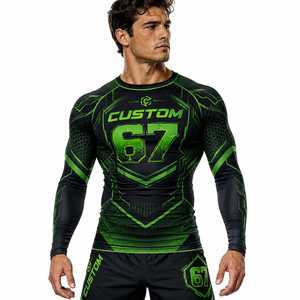 OEM ODM Rash Guard <b>Men</b> Sublimation Printed Spandex Bjj Rash Guard Gym Surfing Diving Rash guard <b>Compression</b> Shirts MMA Rash <b>Vest</b> - Product Image 2