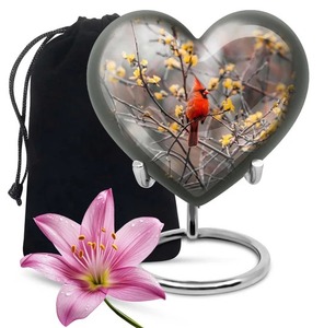Urna para adultos de cremación de corazón de mamut más vendida para cenizas de papá con soporte y bolsa de terciopelo gratis - Product Image 3