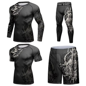 เสื้อรัดกล้ามเนื้อแขนยาวสำหรับผู้ชายแบบกำหนดเองสำหรับ MMA BJJ |   ชุดยิวยิตสูสำหรับออกกำลังกาย ผ้าสแปนเด็กซ์โพลีเอสเตอร์ UPF50+ ขายส่ง - Product Image 3