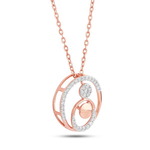 Bracelet asymétrique en forme de croissant de lune et de cercle avec chaîne en diamant - Product Image 2
