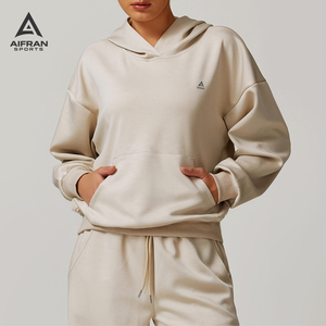 Sudadera con Capucha Extra Grande de Lujo para Mujer AIFRAN, con Logotipo Personalizado, 400g, Algodón Grueso, Sudadera Deportiva Ligera para Gimnasio, Venta al Por Mayor - Product Image 5