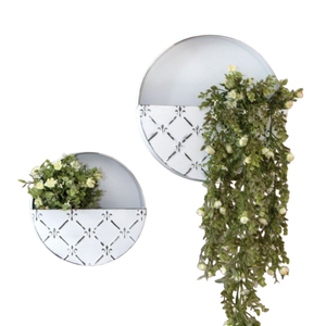 Ensemble de 2 jardinières murales galvanisées style ferme, en métal martelé, suspendues, rustiques, pour intérieur et extérieur, en fer, type pochettes murales - Product Image 4