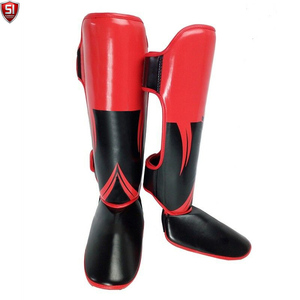 Protège-tibias de boxe pour entraînement de combat, protection de la cheville et du cou-de-pied, chauffe-jambes MMA Muay Thai, protège-tibias légers en PU - Product Image 2