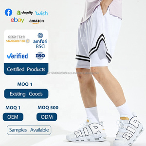 Pantalones cortos deportivos de dos capas de secado rápido de alta calidad para hombre, transpirables, 2 en 1, malla, entrenamiento de baloncesto, Fitness, estampado sólido, Spandex - Product Image 4