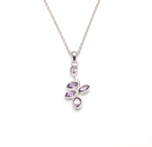 Handcrafted Amethyst Gemstone 925 Sterling Silver Pendant (4.0 Grams) Leaf Design Nature Inspire Jewelry - Product Image 2