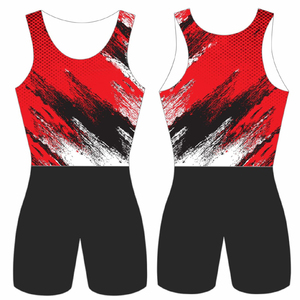 Combinaison de lutte unisexe violette ajustée en Spandex et Nylon extensible avec logo imprimé par transfert thermique sur le devant, vêtement de sport de combat - Product Image 6