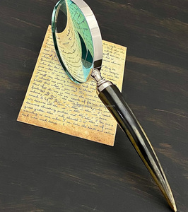 Wholesale High Quality <b>Large</b> Size Real Horn Magnifying Glass Viking Horn Handheld Magnifier <b>Gift</b> & Collectible - Product Image 2