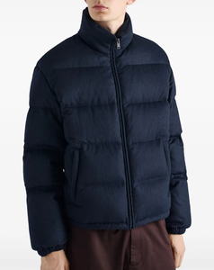 <b>Mens</b> Navy Blue Puffer <b>Jacket</b> Stand Collar Zipper Closure Windproof Casual Winter Coat Thick Polyester Fiber Filling <b>Short</b> Length - Product Image 5
