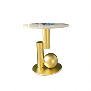 LINEA MODERN HANDMADE <b>GOLD</b> IRON MARBLE T MODERN <b>SIDE</b> <b>TABLE</b> <b>GOLD</b> FINISH <b>TABLE</b> LIVING ROOM FOR LIVING AND DINING ROOM - Product Image 1