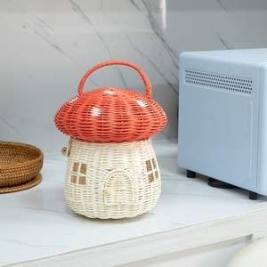 Toddler handbags red rattan mushroom basket toys handmade kids toy <b>wicker</b> mushroom handbag baskets - Product Image 4