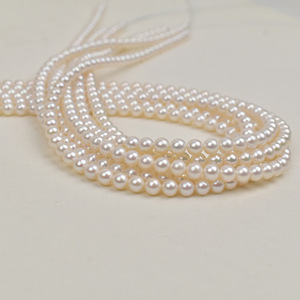 Petites perles rondes d'eau douce de haute qualité de 3 mm, presque parfaites, blanches avec une forte luminosité, perles en vrac faites à la main pour collier DIY - Product Image 3