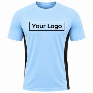T-shirt pour homme à manches courtes avec logo personnalisé, col rond, séchage rapide, polyester, coupe sportive, impression sur le devant, longueur normale, couleur unie - Product Image 3