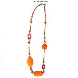 Collar de Cadena con Cuentas Geométricas de Hueso para Mujer, en Colores Naranja, Rojo y Verde, Joyería de Moda para Fiestas, Regalo al Mejor Precio al por Mayor - Product Image 2