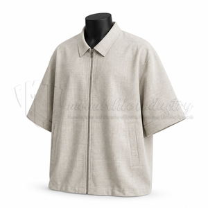 Chaqueta de manga corta con cremallera para hombre, chaqueta informal ligera, personalizada, OEM, ODM, al por mayor - Product Image 3