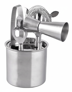 Ensemble d'outils de bar en acier inoxydable de qualité supérieure 5PC Shaker à cocktail et baignoires Kit cadeau de mixologie pour les barmans Prix de gros - Product Image 1