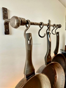 Étagères murales en fer pour cuisine avec crochets, support de rangement métallique robuste, impression numérique plaquée pour l'organisation de la cuisine à domicile - Product Image 2