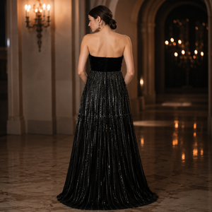 Vestido de Noche de Lujo para Mujer, Diseño Sirena, Detalles en Malla Premium, Elegante Cuello en V, Bordado Brillante para Fiesta - Product Image 2