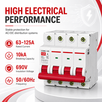 Interruptor Automático Miniatura (MCB) de Alta Corriente CDB6i-125 1P 1P+N 2P 3P 3P+N 4P 63A-125A AC230V 400V DC125V 250V 10kA para Riel DIN
