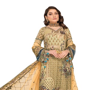 Robe Salwar Kameez en mousseline de soie de haute qualité pour adultes vêtements de fête pour femmes de style indien et pakistanais - Product Image 1