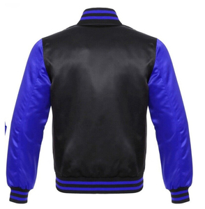 Veste universitaire noire en gros, style Letterman personnalisé, avec manches en cuir PU, pour hommes, style vintage - Product Image 2