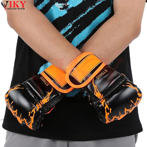 Bon Fournisseur Nouvelle Arrivée Gants d'Entraînement MMA à Imprimé Flamme Noir et Orange Équipements de Grappling et de Sparring pour Arts Martiaux - Product Image 5