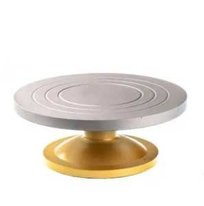 Support à gâteau rond simple en or, plateau de présentation de desserts, support à cupcakes, décoration élégante et minimaliste en métal pour mariage, anniversaire, fête, cuisine - Product Image 1