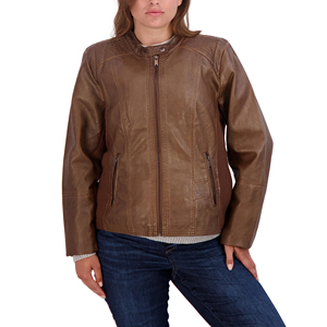 Veste en cuir unie pour femme, design épuré, confortable et tendance, idéale pour l'extérieur - Product Image 4