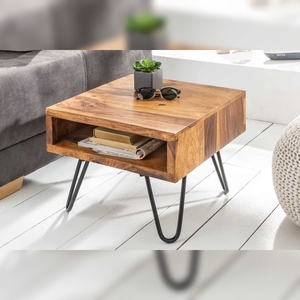 Vandana Table de Chevet Moderne en Bois Naturel pour Chambre et Bureau SCORPION 45cm Marron Finition Pierre Sheesham Pieds en Cheveux de Cheval Rangement - Product Image 2