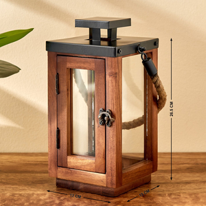 Premium Handmade Wooden <b>Lantern</b> with Polished Wood Finish Decorative <b>Candle</b> Holder for Home Table and Outdoor Decor - Product Image 6