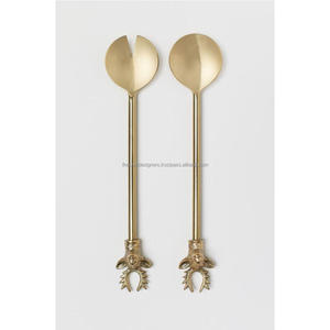 Copper Antique & Gold Finish Salad <b>Spoon</b> & <b>Fork</b> Flatware <b>Sets</b> With Deer Stag Handles Christmas Decoration Salad Server <b>Set</b> - Product Image 3