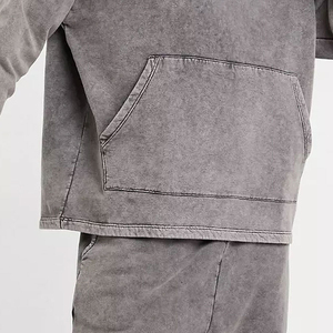 Ensemble de survêtement pour homme, hiver, délavé à l'acide, à capuche, grande taille, texture délavée vintage, matière respirante, extensible dans les quatre sens, coupe-vent, décontracté - Product Image 2
