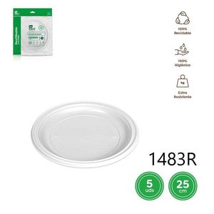Barquette alimentaire jetable en plastique 25cm PLATO LLANO REDONDO BLANCO Réutilisable 5 unités/boîte - Product Image 3
